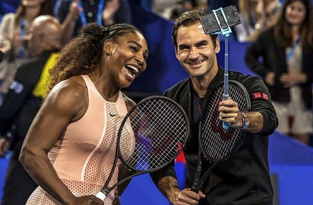 Serena Williams und Roger Federer in Perth   | Foto: AFP