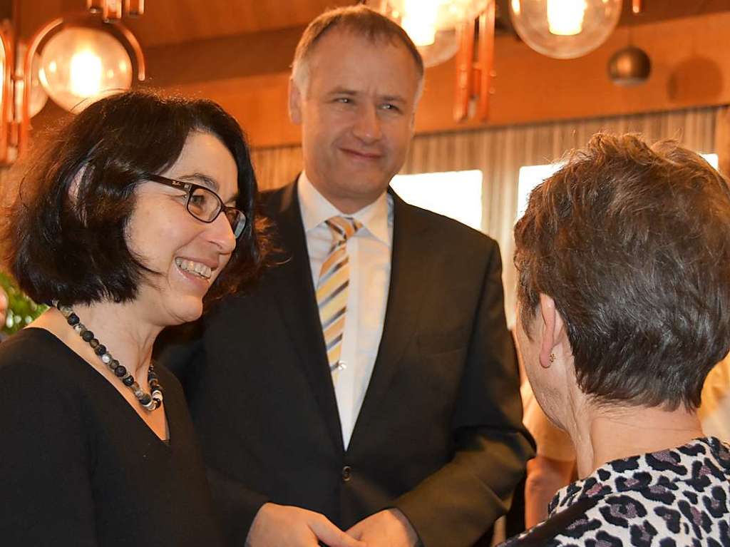 Ehrenkirchens Brgermeister Thomas Breig und seine Gattin Susanne begrten die Gste beim Neujahrsempfang.