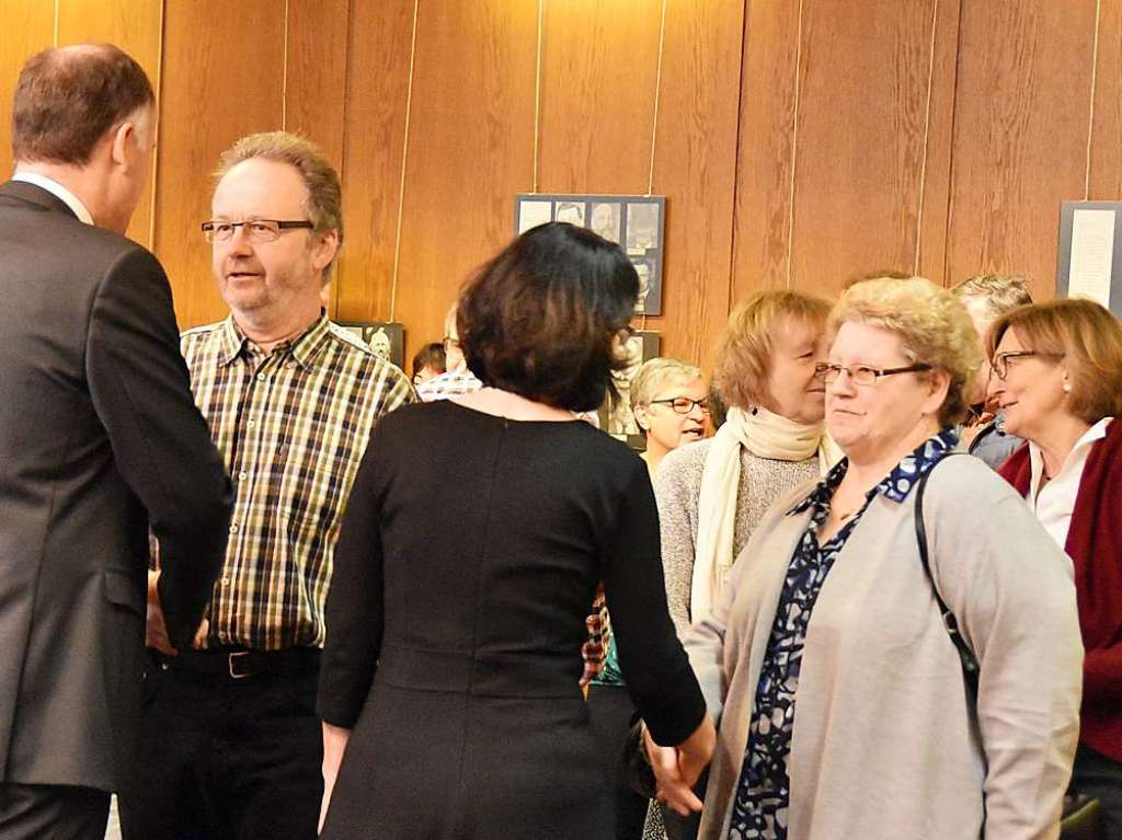 Ehrenkirchens Brgermeister Thomas Breig und seine Gattin Susanne begrten die Gste beim Neujahrsempfang.