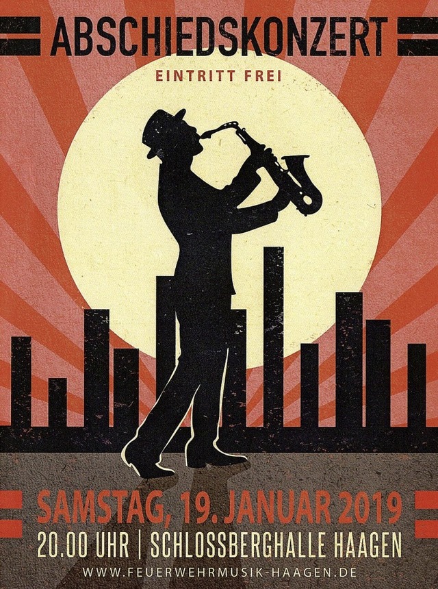 Das Plakat zum letzten Konzert der Feuerwehrmusik Haagen.   | Foto: Martina David-Wenk