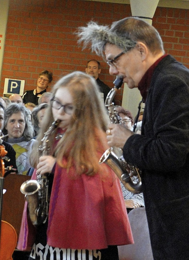 &#8222;Pinkkppchen und der bse Wolf&#8220; auf dem Saxophon.   | Foto: Katharina Bchle