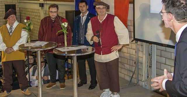Das Doppeljubilum war beim Neujahrsem...germeister Jochen Paleit (von links).   | Foto: Olaf Michel