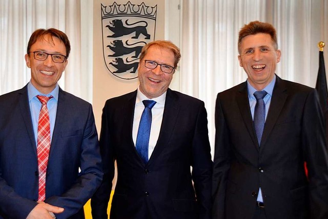 Amtseinfhrung (v.l.): Johannes Huber, Christoph Reichert und Nicolas Gethmann   | Foto: hr