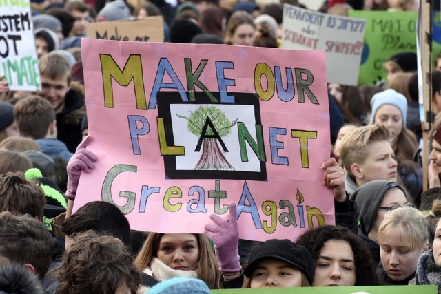 &#8222;Make our planet great again&#82...a- und Umweltschutz aufmerksam machen.  | Foto: Thomas Kunz