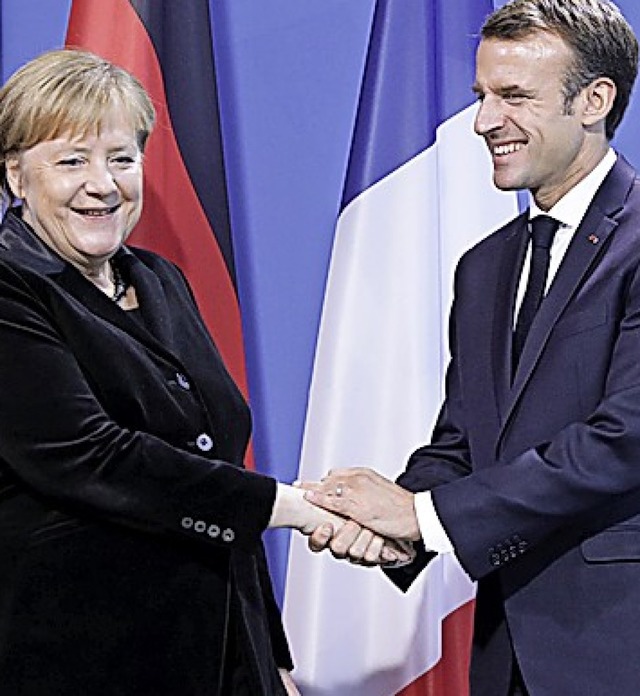 Frankreichs Prsident  Macron und Bund... den &#8222;lyse-Vertrag 2.0&#8220;.  | Foto:  dpa