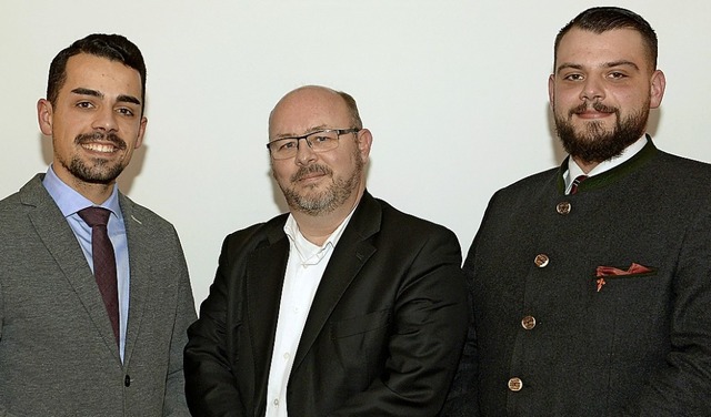 Die  Spitzenkandidaten der AfD fr die...lef Huber und Karl Schwarz (v. links).  | Foto: Ingo Schneider