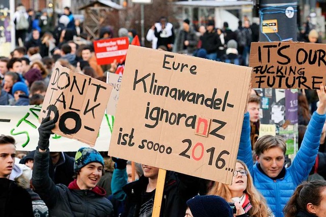 Jungen Freiburgerinnen und Freiburgern ist das Thema Klimaschutz sehr wichtig.  | Foto: Thomas Kunz