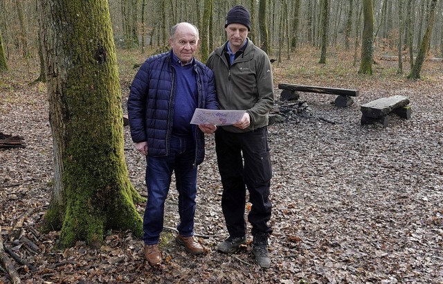 Forstrevierleiter  Stefan Schweiger un...rer Wald die nchsten Pflanzmanahmen.  | Foto: Dieter Erggelet