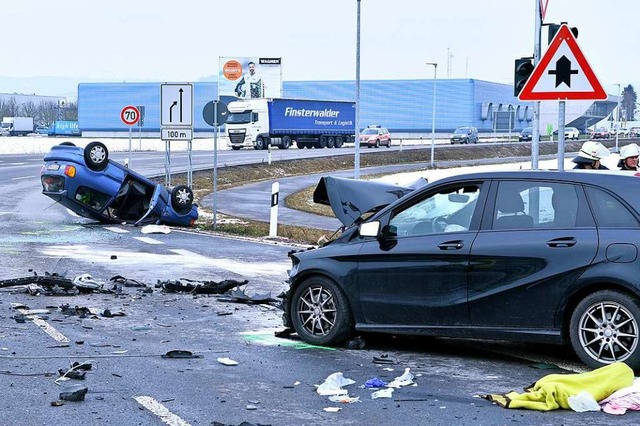 Zwei Autos waren an dem Unfall beteiligt.  | Foto: Wolfgang Knstle