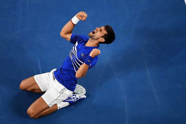 Djokovic jubelt nach seinem 3:0-Sieg gegen Nadal.  | Foto: AFP