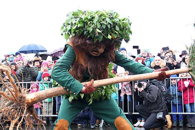 Voll in Aktion: Der Wilde Maa schwingt...ne und erschreckt damit die Zuschauer.  | Foto: Daniela Gschweng