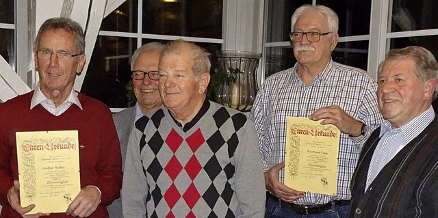 Walter Huber    (30 Jahre Passivmitgli...ittmann   (verabschiedet) (von links)   | Foto: Privat