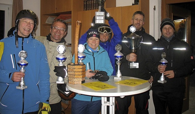 Die Sieger beim Waldauer Hornschlittenrennen   | Foto: Gaby Beha