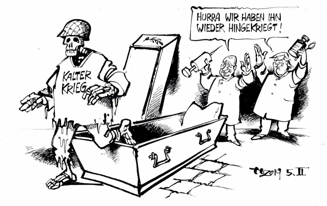 Kalter Krieg Karikatur Ost West Konflikt Neuer Erfolg der Gebrüder Frankenstein - Karikaturen - Badische Zeitung