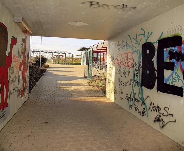 Der SPD Ortsverein mchte sich dafr e...ig von hsslichen Graffiti bersprht.  | Foto: Jutta Schtz