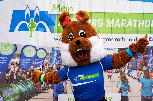 Hopsi Hobbele &#8211; das Maskottchen des Mein Freiburg Marathons.  | Foto: FWTM