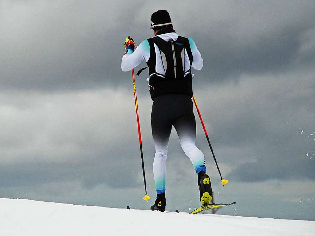 Mit sich und der Anstrengung allein: Lutz Klausmann, 3. Platz 100 km klassisch