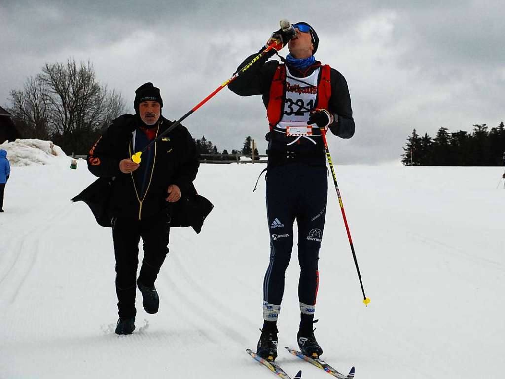 Manuel Becker, 2. Platz 100 km klassisch, und sein Vater, der ihn betreut