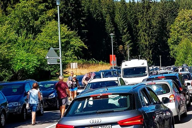 Parkende Autos auf dem Geh- und Radweg... im August 2018 in und am Titisee aus.  | Foto: Privat