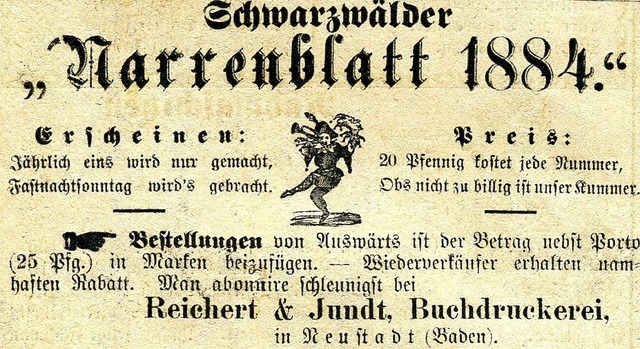 Narrenblatt 1884 