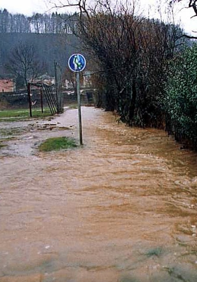 Am 20. Februar 1999 trat der Wschbach beim Schwimmbad ber die Ufer.   | Foto: Archivbild: Helmut Kohler