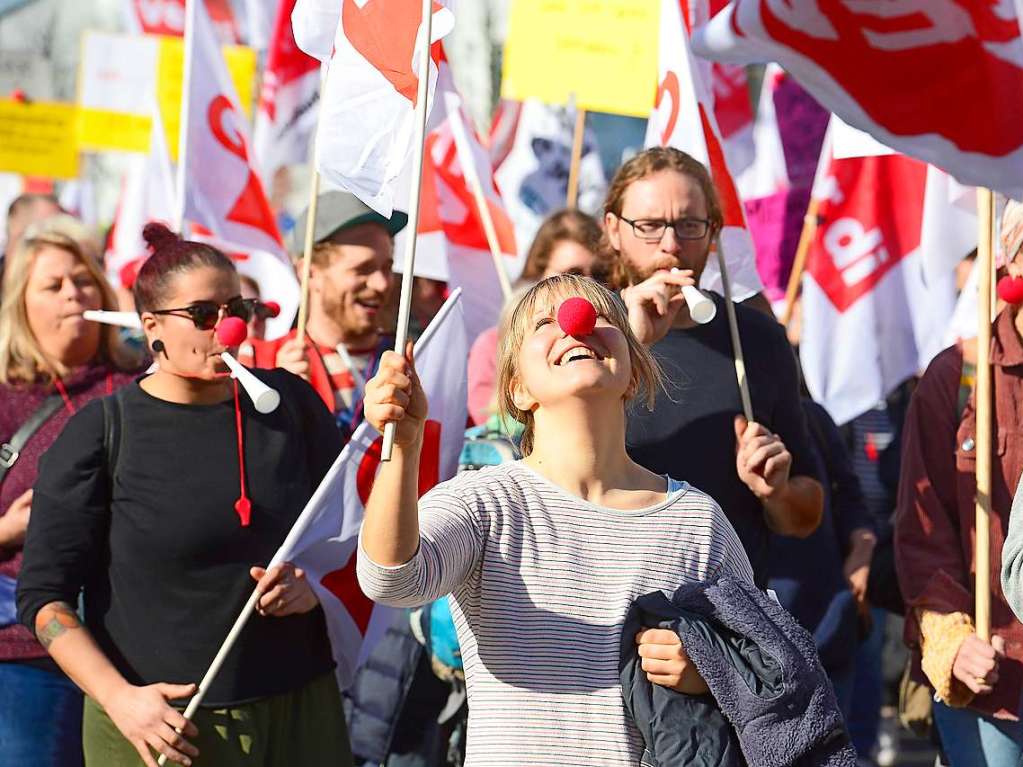 Rund 600 Menschen streikten am Donnerstag laut Verdi in Freiburg.