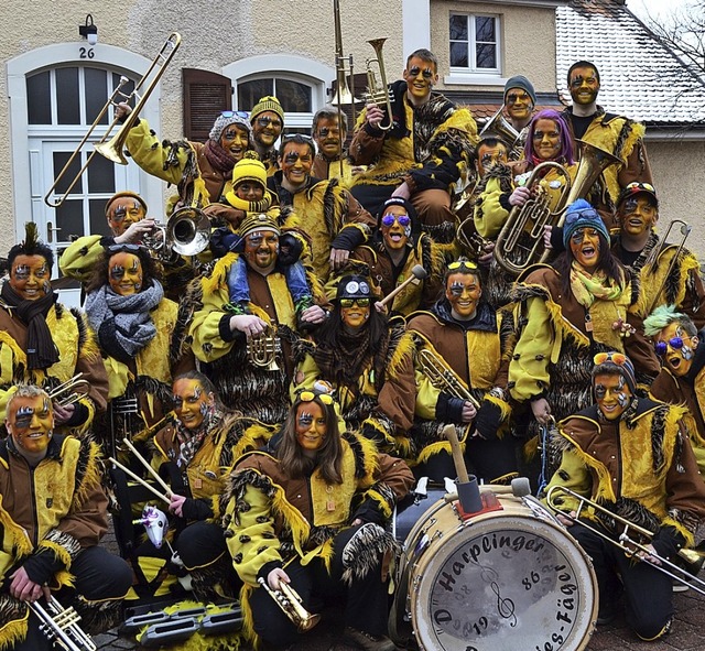 D&#8217; Harplinger Bseriesfger sind fr die Fasnacht gerstet.  | Foto: Mark