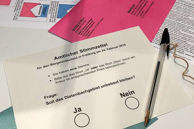 &#8222;Soll das Dietenbachgebiet unbeb... &#8211; heit es auf dem Stimmzettel.  | Foto: Carolin Buchheim