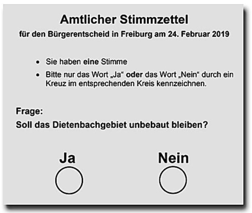 Wahlzettel Bürgerentscheid  | Foto: Stadt Freiburg