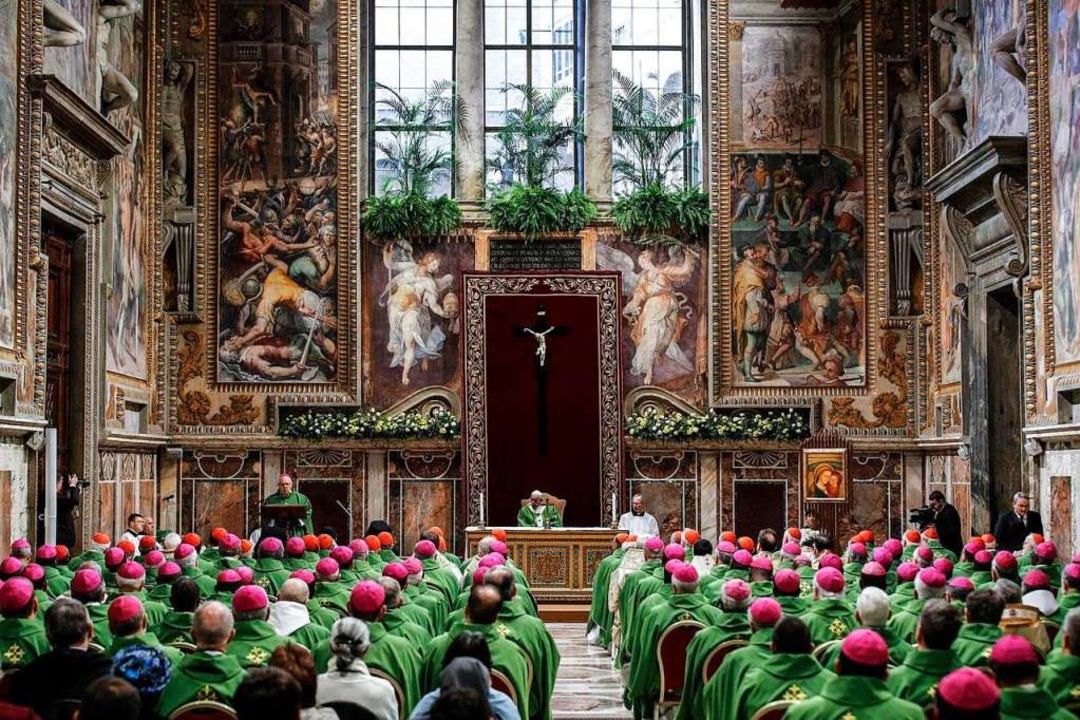 Der Papst und die Bischöfe versammeln ... dem spirituellen Zentrum des Vatikan.  | Foto: dpa