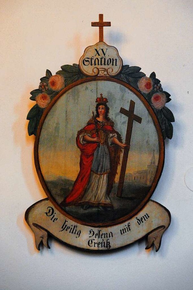 Die Abbildung Helenas auf  dem 15. Sta...Kreuzwegs in der Kirche in Offnadingen  | Foto: Manfred Frietsch