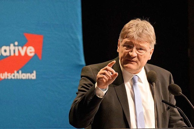 Jrg Meuthen, AfD-Bundesvorsitzender, ...-Baden-Wrttemberg zu den Delegierten.  | Foto: dpa