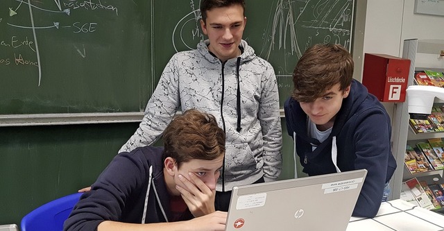 Erfolgreich analysierten die Schler d...rscht-AG ihre Ergebnisse am Computer.   | Foto: Georg Kirsch