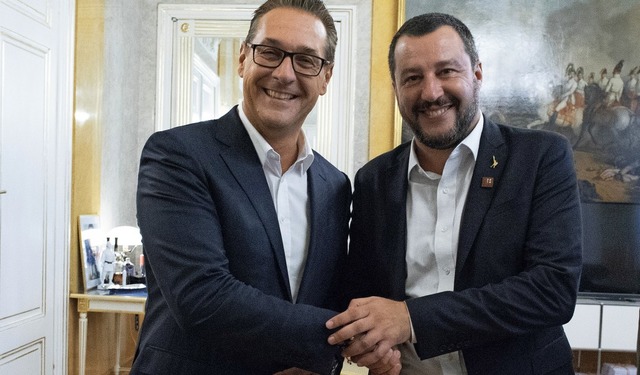 Sind sich politisch einig:  Heinz-Chri...Italiens Innenminister Matteo Salvini   | Foto: AFP
