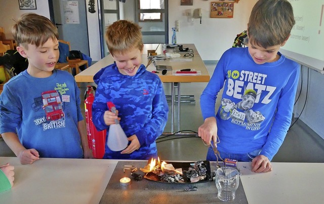 Anhand von Experimenten lernten die Kinder, wie Feuer entstehen kann.   | Foto: Feuerwehr Diersburg