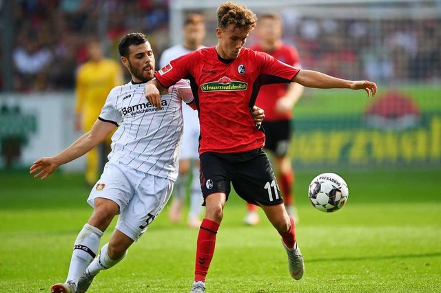 Kevin Volland (l) von Leverkusen und L...0) knnte sich am Samstag wiederholen.  | Foto: dpa