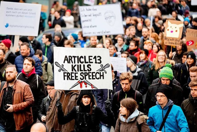 Widerspruch gegen Uploadfilter und die...eberrechtsreform Anfang Mrz in Berlin  | Foto: dpa