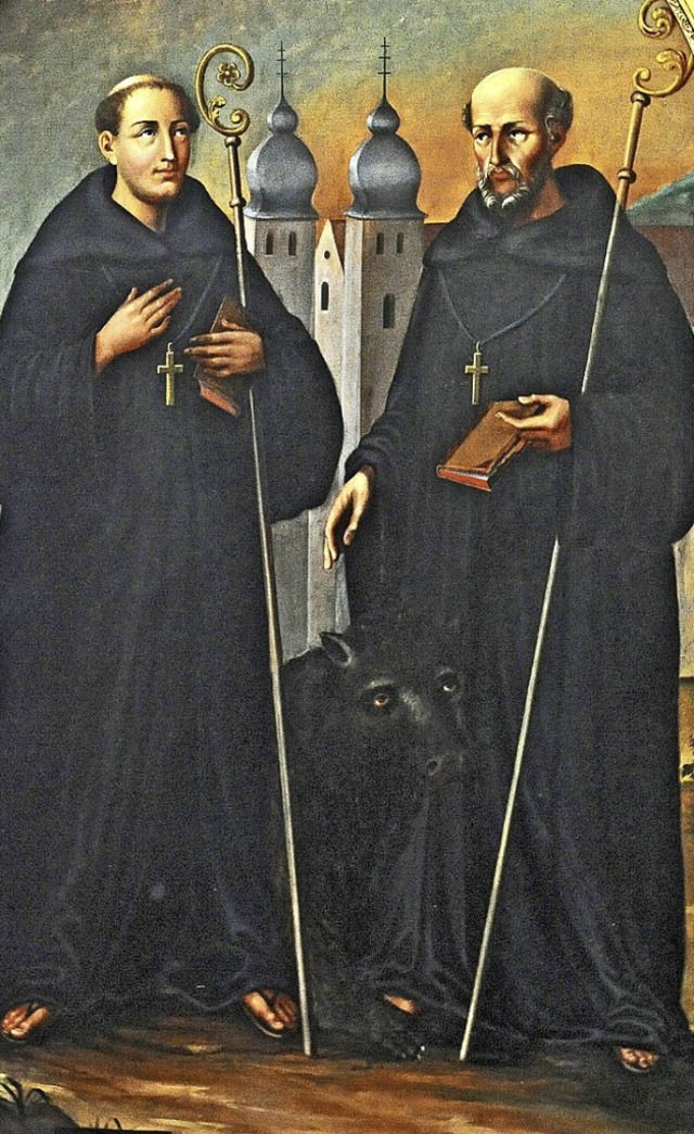 Bildnisse des heiligen Fridolin in den... Langenargen und Nenzingen (von links)  | Foto: Karl Braun