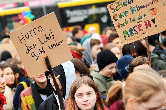 Demonstration von Schlern fr den Klimaschutz  | Foto: dpa