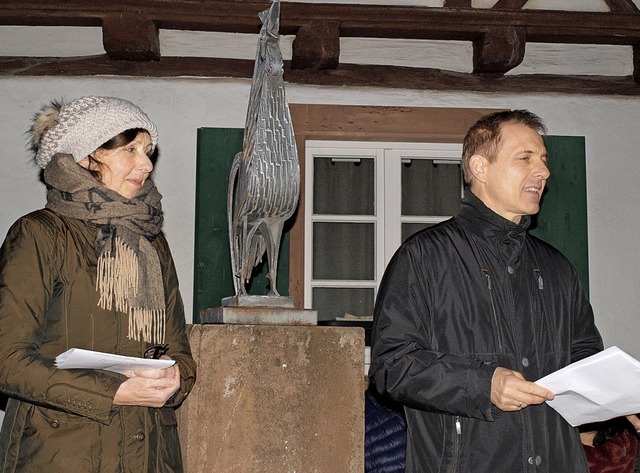 Die Neu-Tumringer Judith und Jrg Lutz bei der Feuerrede   | Foto: Schleer