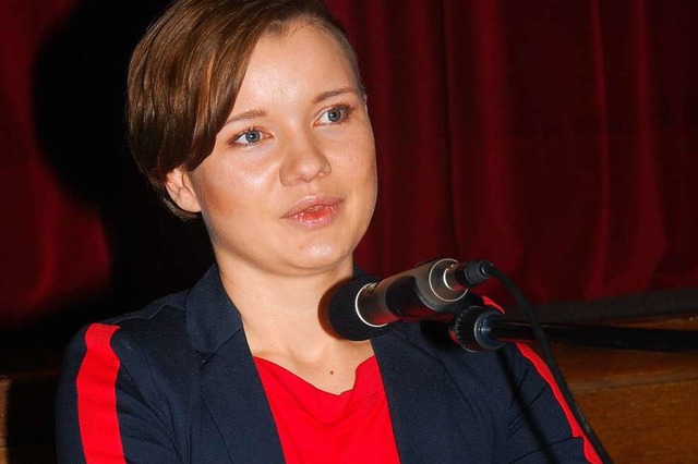 Die AfD-Aussteigerin Franziska Schreiber im Vortragsabend in Waldkirch.  | Foto: Dorothea Scherle