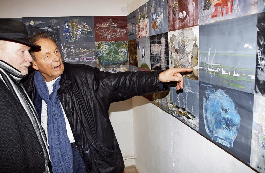 Ludwig Quaas erklrt Thomas Menzel seine Kunst   | Foto: Michael Haberer