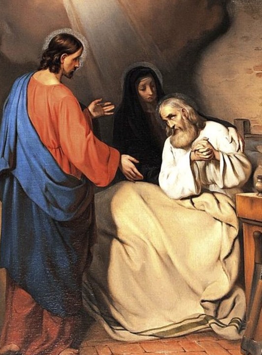Die seltene Darstellung vom Tod des Jo...enden sind Maria und Jesus abgebildet.  | Foto: manfred Frietsch
