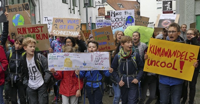 Vor einer Woche zogen Jugendliche bei ...0;-Demonstration durch Bad Sckingen.   | Foto: Keller