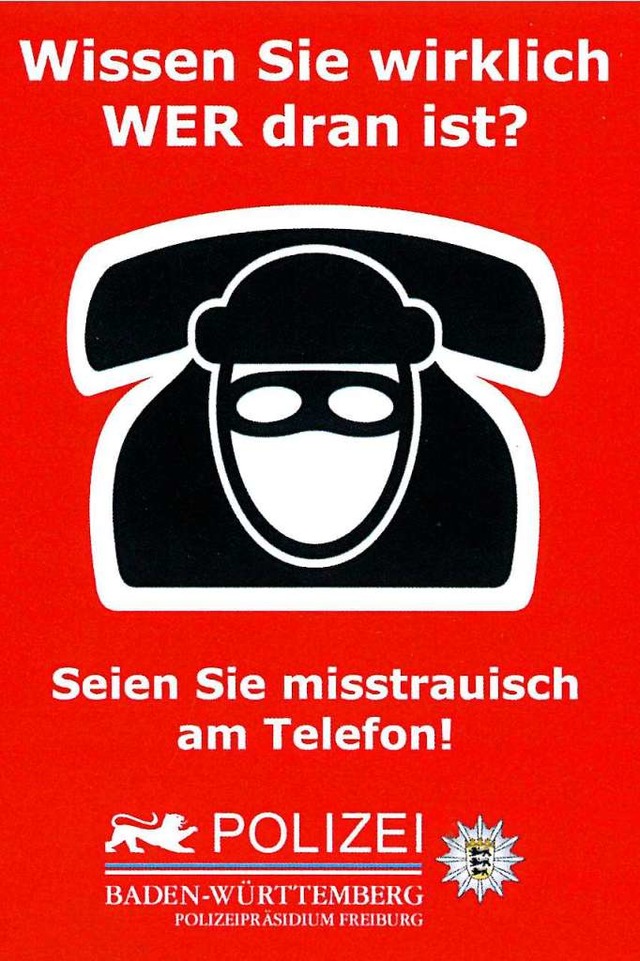 Die Polizei warnt vor Betrgern am Telefon.  | Foto: BZ