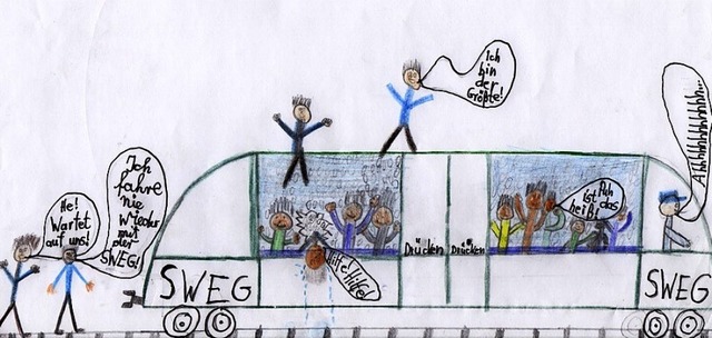 Jim Beisiegel und Thorben Wiesler haben ein Bild zu ihrem Bahnerlebnis gemalt.   | Foto: Privat