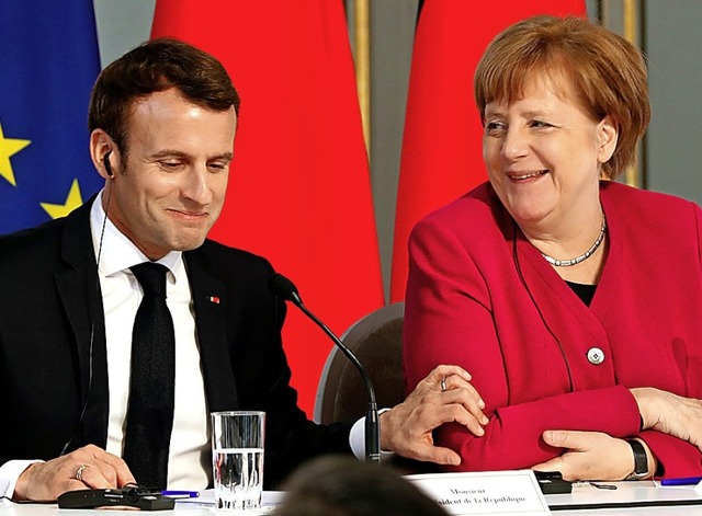 Macron und Merkel am Dienstag in Paris   | Foto: dpa