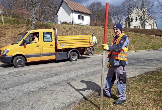 Mit dem Abbau der Schneestecken in unt...er Straenmeisterei  bereits begonnen.  | Foto: Wolfgang Adam