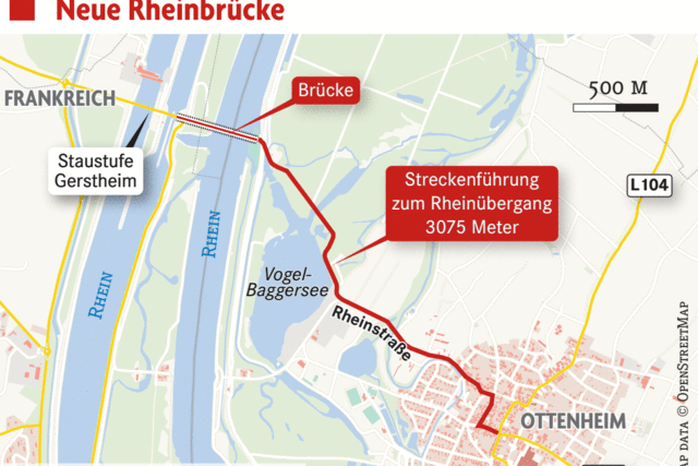 Bei Ottenheim laufen die Planungen fr eine neue Rheinbrcke