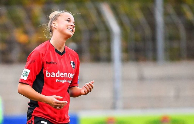 SC-Spielerin Giulia Gwinn freut sich ber den Einzug ins Pokalfinale.    | Foto: Seeger